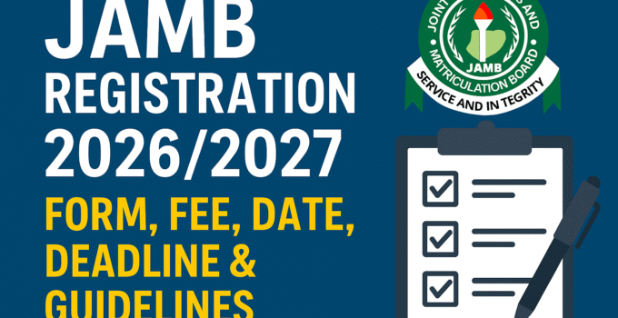 JAMB Registration 2026/2027 Form,Fee, Date,Deadline & Guidelines