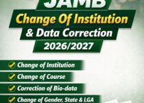 JAMB Change Of Institution & Data Correction 2026/2027